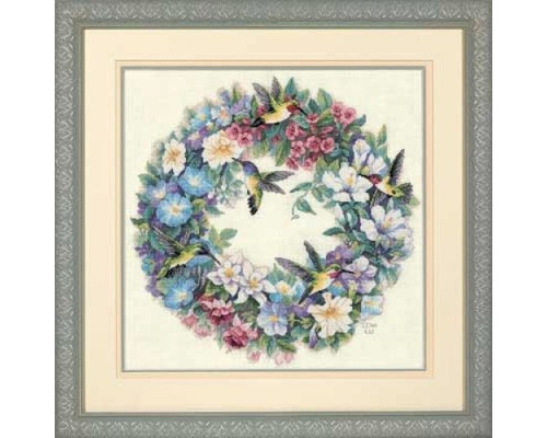 Набор для вышивания крестиком Свиток с колибри (Hummingbird Wreath) DIMENSIONS (35132)