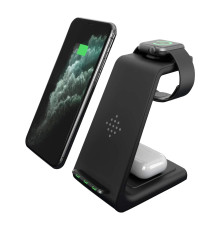 Беспроводная зарядка T3 Bonola 3 in 1 Wireless Charger док-станция для iPhone/AirPods/Apple Watch Black