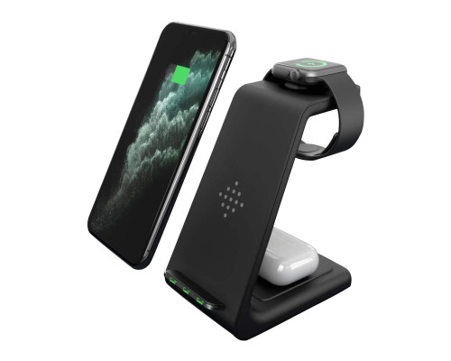 Беспроводная зарядка T3 Bonola 3 in 1 Wireless Charger док-станция для iPhone/AirPods/Apple Watch Black