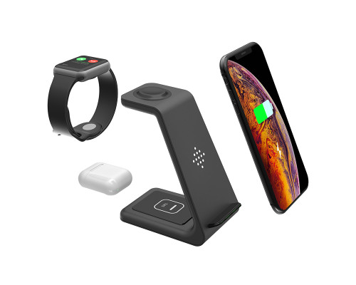 Беспроводная зарядка T3 Bonola 3 in 1 Wireless Charger док-станция для iPhone/AirPods/Apple Watch Black