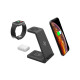 Беспроводная зарядка T3 Bonola 3 in 1 Wireless Charger док-станция для iPhone/AirPods/Apple Watch Black