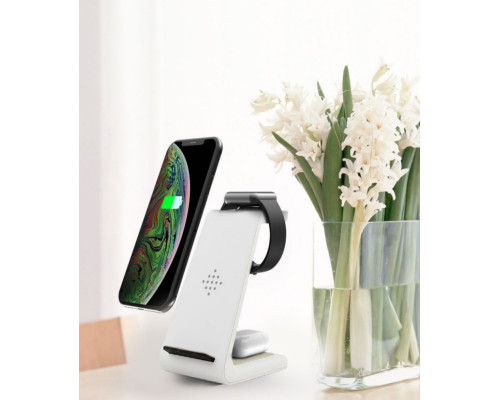 Беспроводная зарядка T3 Bonola 3 in 1 Wireless Charger док-станция для iPhone/AirPods/Apple Watch White