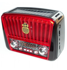 Акустическая система Golon радиоприемник колонка радио на аккумуляторе в ретро стиле с солнечной панелью и фонариком с подсветкой Красный (RX-455)