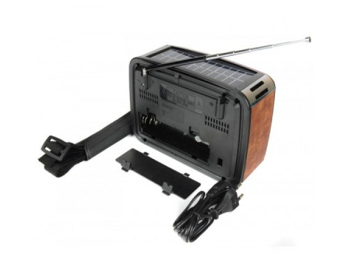 Акустическая система Golon радиоприемник колонка радио на аккумуляторе в ретро стиле с солнечной панелью и фонариком с подсветкой Красный (RX-455)