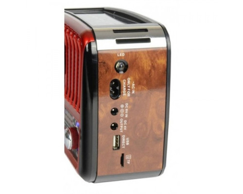 Акустическая система Golon радиоприемник колонка радио на аккумуляторе в ретро стиле с солнечной панелью и фонариком с подсветкой Красный (RX-455)