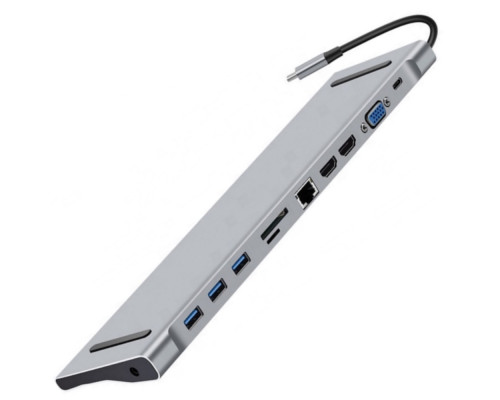 Usb Hub Type C на HDMI VGA AUX 3.5 mm SD/TF Card Reader USB Hub 3x3.0 Ethernet RJ 45 USB C Charging переходник адаптер Foxconn (A10037)