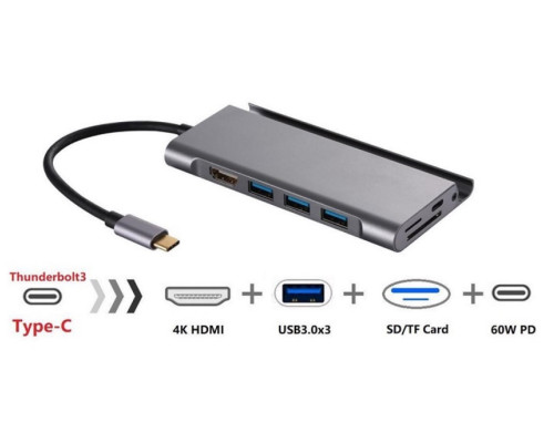 Usb Hub Type C на HDMI Card Reader SD/TF USB 3x3.0 USB C Charging переходник адаптер Foxconn (A10081)