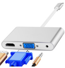 Usb Hub Type C на HDMI VGA AUX 3.5 мм переходник адаптер Foxconn (A18025)