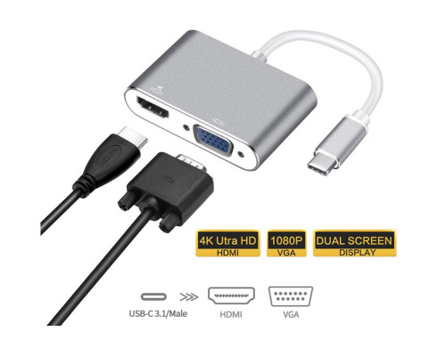 Usb Hub Type C на HDMI VGA переходник адаптер Foxconn (A16252)