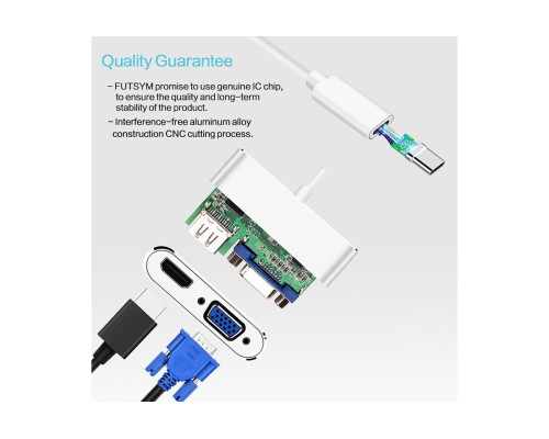 Usb Hub Type C на HDMI VGA переходник адаптер Foxconn (A16252)