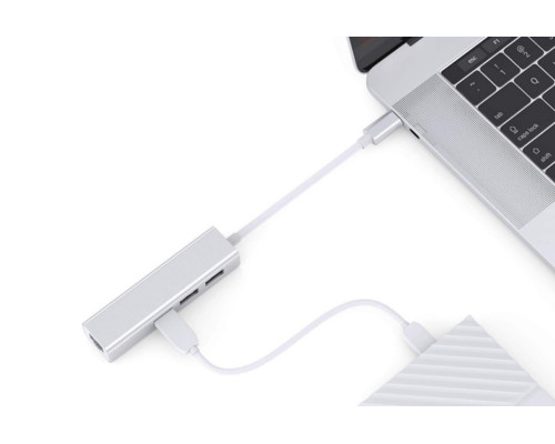 Usb Hub Type C на 3-Port USB 3.0 Ethernet переходник адаптер Foxconn (A12057)