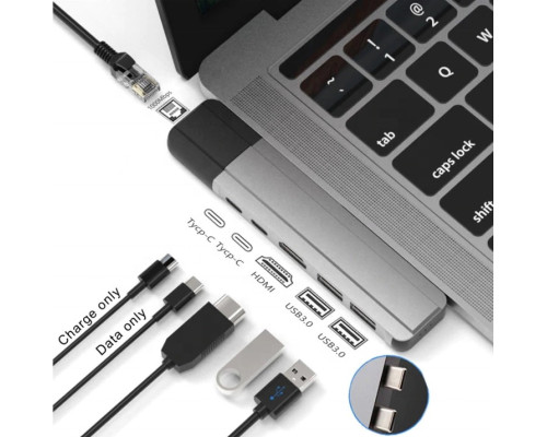 Usb Hub Type C на HDMI 2 x USB 3.0 Ethernet LAN RJ 45 USB C Charging переходник адаптер Foxconn (A14927)