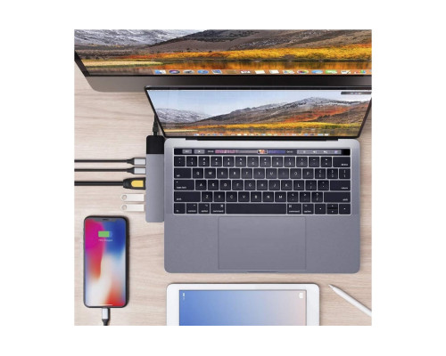 Usb Hub Type C на HDMI 2 x USB 3.0 Ethernet LAN RJ 45 USB C Charging переходник адаптер Foxconn (A14927)