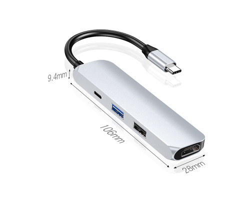 Usb Hub Type C на HDMI 2 USB 3.0 USB-C переходник адаптер Foxconn (A16904)