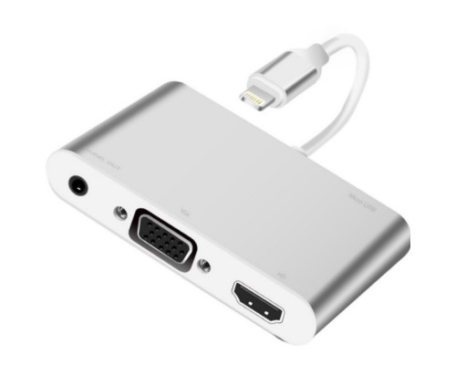 Usb Hub переходник для apple iPhone на HDMI VGA Audio адаптер Foxconn (A14910)