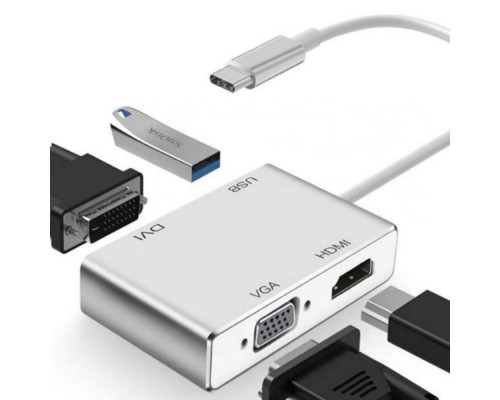 Usb Hub Type C на VGA DVI HDMI USB переходник HDMI адаптер Foxconn (A16905)