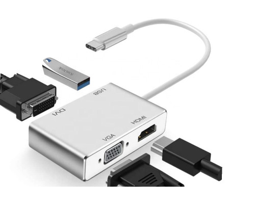 Usb Hub Type C на VGA DVI HDMI USB переходник HDMI адаптер Foxconn (A16905)