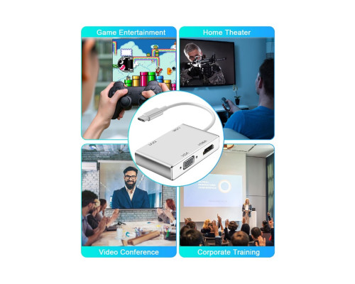 Usb Hub Type C на VGA DVI HDMI USB переходник HDMI адаптер Foxconn (A16905)