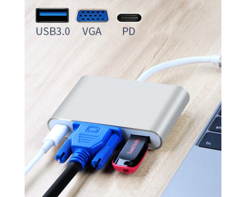 Usb Hub Type C на VGA и USB 3.1 USB C Charging переходник VGA адаптер Foxconn (A18026)