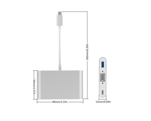 Usb Hub Type C на VGA и USB 3.1 USB C Charging переходник VGA адаптер Foxconn (A18026)