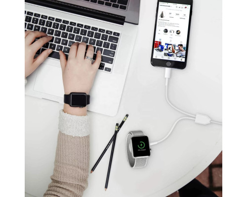 Зарядное устройство для apple watch Foxconn 2 in 1 зарядка для iPhone Lightning Charging Cable (A14922)