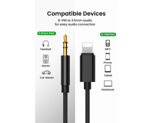 Переходник на AUX Jack 3.5 для iPhone Audio адаптер iPad/iPod/iPhone Foxconn (A14917)