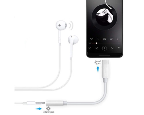 Переходник для наушников type c Foxconn адаптер для наушников AUX 3.5 (A14923)