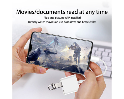 Переходник для iPhone на USB 3.0 адаптер для подключения флешки или камеры на iPad/iPod/iPhone Foxconn (A12040)