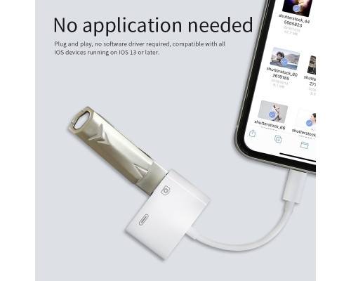 Переходник для iPhone на USB 3.0 адаптер для подключения флешки или камеры на iPad/iPod/iPhone Foxconn (A12040)