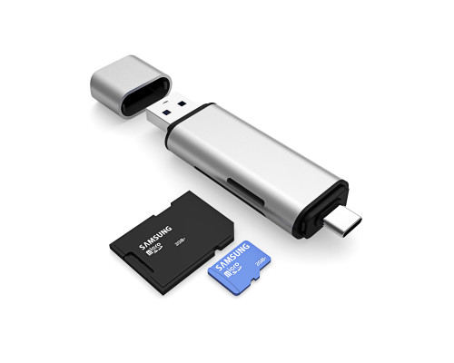 Переходник SD/MicroSD Card Reader на USB Type-C адаптер USB на Micro USB для картридер Foxconn (A10084)
