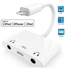 Переходник для iPhone на AUX 3.5 Audio адаптер 3.5 на два выхода для iPad/iPod/iPhone Foxconn (A14908)