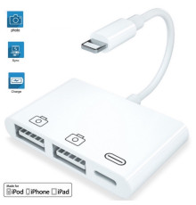 Переходник для iPhone на 2 х USB 3.0 адаптер для подключения камеры или флешки на iPad/iPod/iPhone Foxconn (А16463)