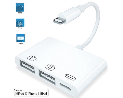 Переходник для iPhone на 2 х USB 3.0 адаптер для подключения камеры или флешки на iPad/iPod/iPhone Foxconn (А16463)