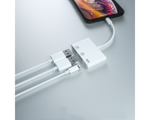 Переходник для iPhone на 2 х USB 3.0 адаптер для подключения камеры или флешки на iPad/iPod/iPhone Foxconn (А16463)