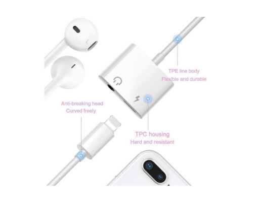 Переходник для iPhone на AUX 3.5 Audio адаптер iPad/iPod/iPhone Foxconn (A12037)