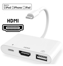 Переходник для iPhone на HDMI USB 3.0 адаптер для TV и флешку на iPad/iPod/iPhone Foxconn (A16901)