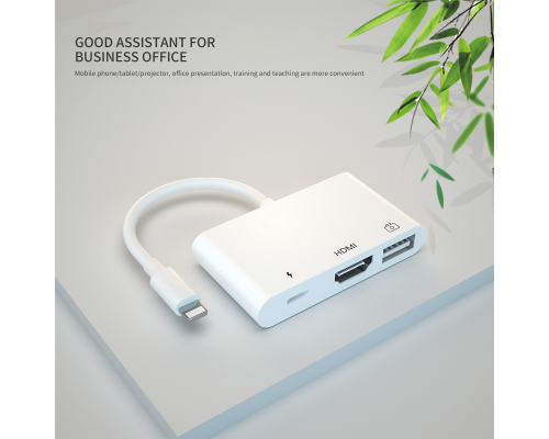 Переходник для iPhone на HDMI USB 3.0 адаптер для TV и флешку на iPad/iPod/iPhone Foxconn (A16901)