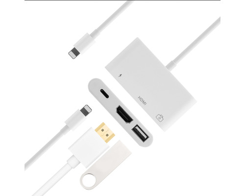 Переходник для iPhone на HDMI USB 3.0 адаптер для TV и флешку на iPad/iPod/iPhone Foxconn (A16901)