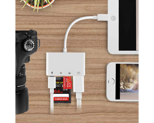 Переходник Card Reader USB для apple iPhone адаптер SD/TF на iPad/iPod/iPhone Foxconn (A14916)