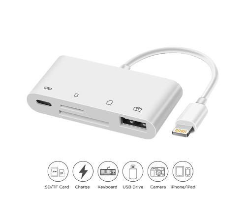 Переходник Card Reader USB для apple iPhone адаптер SD/TF на iPad/iPod/iPhone Foxconn (A14916)