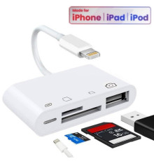Переходник Card Reader USB для apple iPhone адаптер SD/TF на iPad/iPod/iPhone Foxconn (A14916)