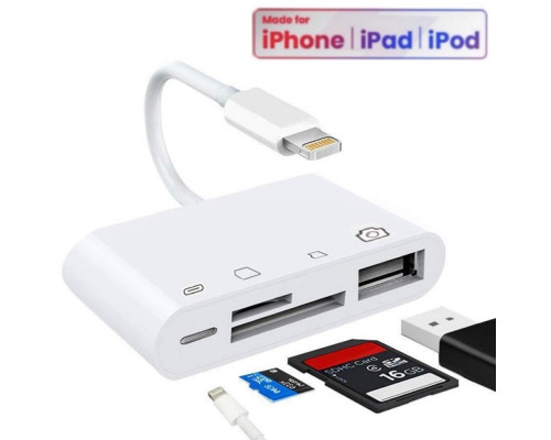 Переходник Card Reader USB для apple iPhone адаптер SD/TF на iPad/iPod/iPhone Foxconn (A14916)