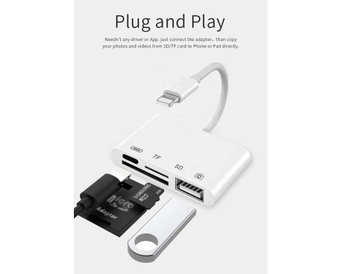 Переходник Card Reader USB для apple iPhone адаптер SD/TF на iPad/iPod/iPhone Foxconn (A14916)