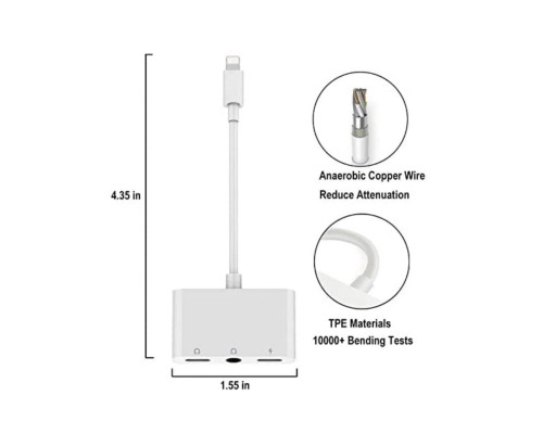 Переходник для iPhone на AUX 3.5 Audio адаптер iPad/iPod/iPhone Foxconn (A14909)