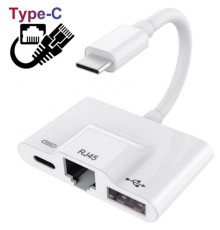 Переходник RJ45 Ethetnet USB на Type-C адаптер для интернета Foxconn (А14925)