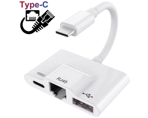 Переходник RJ45 Ethetnet USB на Type-C адаптер для интернета Foxconn (А14925)