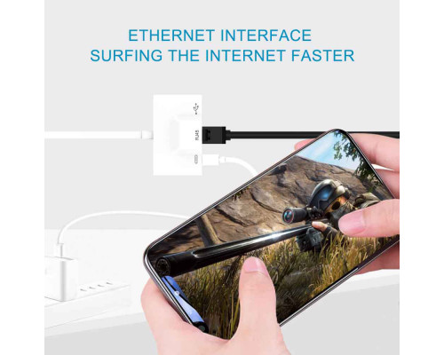 Переходник RJ45 Ethetnet USB на Type-C адаптер для интернета Foxconn (А14925)