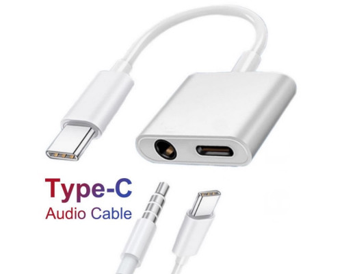 Переходник на наушники для Type C адаптер на AUX 3.5 и кабель с зарядкой Foxconn (A14936)